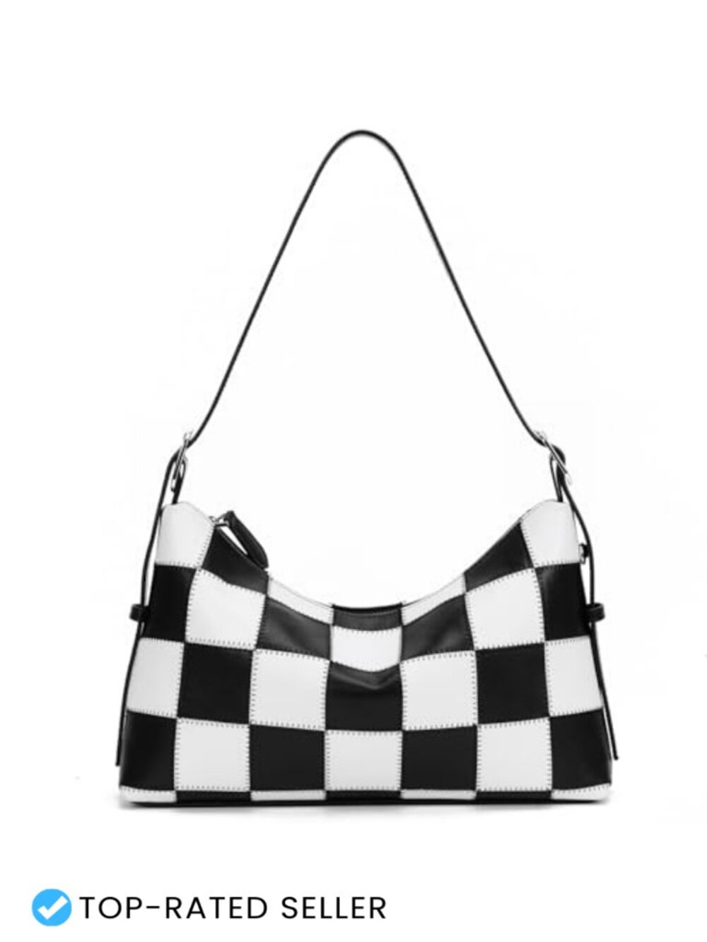 Checkered Shoulder Bag Vegan Leather Tote Crossbody Purse